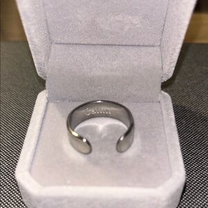 Unisex Calmi Silver Tone Adjustable Ring